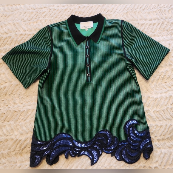 3.1 Phillip Lim Green Striped Top. Size Small. EUC - Picture 1 of 6
